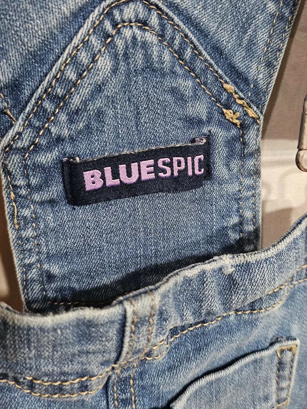 Blue Spice Light Blue Distressed Denim Short Overalls Bibs Size 5 Woman/juniors.